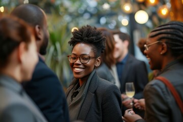 Portrait of a smiling afro-american businesswoman with her colleagues in the background