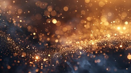 Glittering Elegance: A Radiant Gold and Black Background Adorned with Abundant Sparkling Glitter