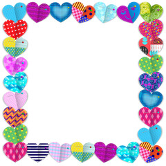 Frame decorated with fabric hearts