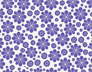 lots of symmetrical repeating identical small purple flower pattern; seamless background
