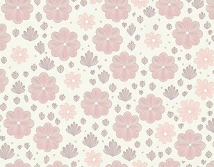 lots of symmetrical repeating identical small pink flower patterns; seamless background