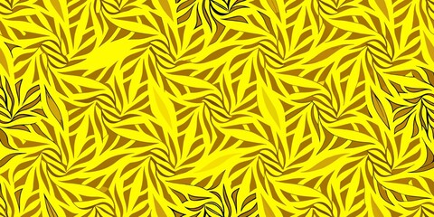Seamless pattern with abstract leaves in yellow colors