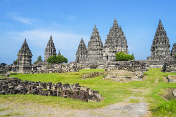 Fototapeta premium Indonesia, Yogyakarta, April 14, 2024: Prambanan temple Hindu, UNESCO world heritage