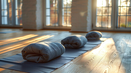Yoga mat in living room 