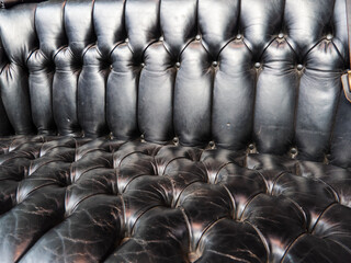 Elegant Vintage Black Leather Chesterfield Sofa