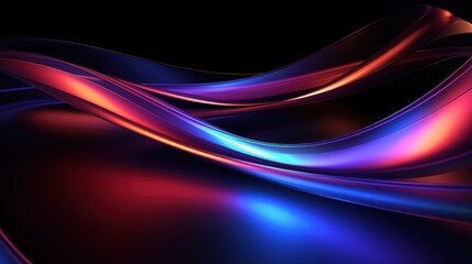Dynamic neon waves undulate across a black background, imbuing the scene with energy and motion in this abstract.
