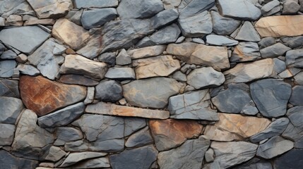 Textured stone wall with variegated colors, showcasing the beauty of natural stone construction.