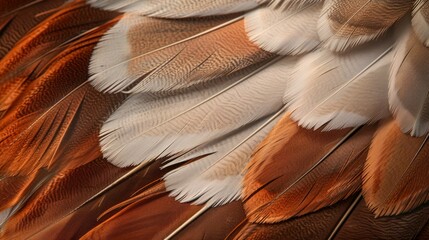 The feathers are brown and white, with a mix of colors that create a beautiful