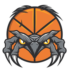mysterious monster's claw holds a basketball