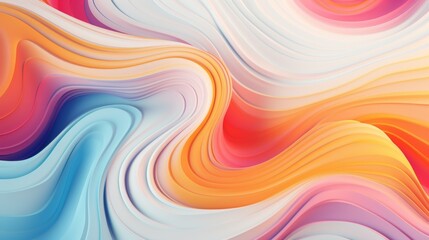 This abstract background features a fluid pattern of interlacing waves in shades of pink, blue, and orange, creating a vibrant and energetic visual flow.