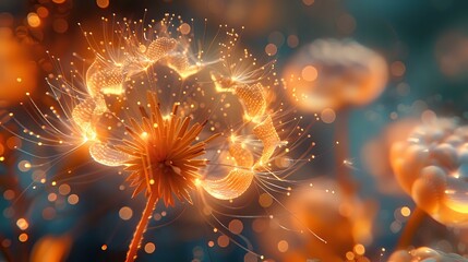 Fototapeta premium Intricate Seed-like Elements in Tranquil Blue Atmosphere