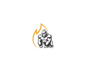 Gorilla Industry worker logo, suitable for construction industries petroleum engineering, and others