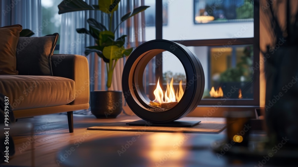 Poster the rotating design of the fireplace brings a touch of innovation and creativity to the room making 