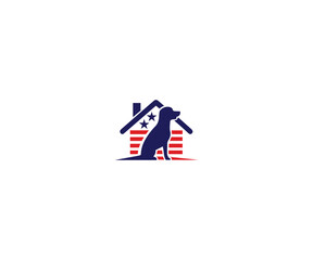 USA Dog House Logo-Pet Shop Icon-Veterinary Clinics Logo Design