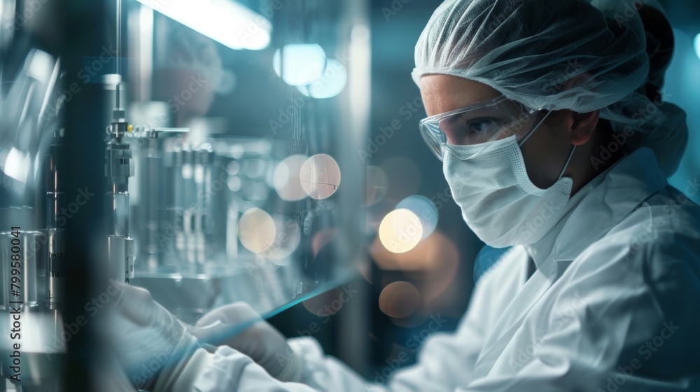 Poster a factory manager oversees the production of neural devices making sure that ethical standards are b