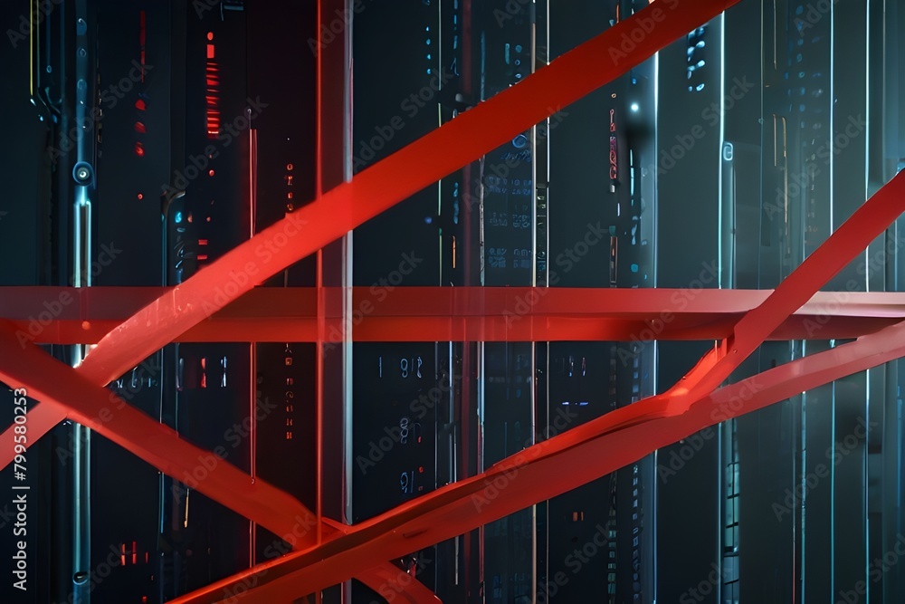 Poster futuristic red data lines generator ai