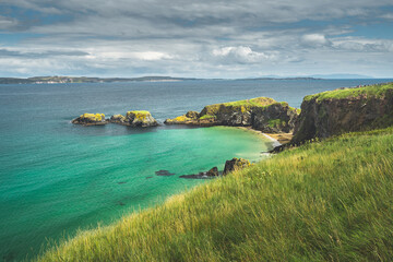 Irish bay with turquoise water. Northern Ireland.