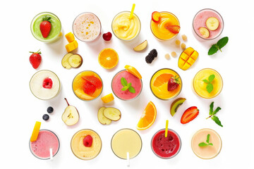 fruit summer cocktails top view