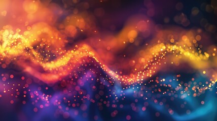Abstract colorful background with wavy lines of light and bokeh effect - obrazy, fototapety, plakaty