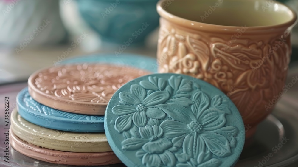Poster a tutorial video on how to create embossed coasters using inexpensive materials and household items.