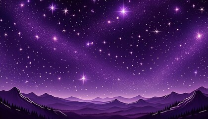 A starry night sky with a purple hue, where stars are scattered across a dark purple gradient