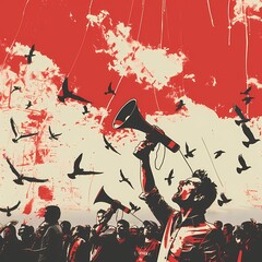 world press freedom day poster for the event is made with colors that depict courage and freedom
