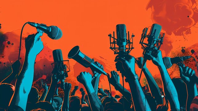 world press freedom day poster for the event is made with colors that depict courage and freedom - Powered by Adobe