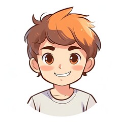 flat illustration of cute pleasant boy, friendly character, white background