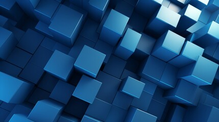 Abstract 3D cube pattern background, geometric blocks in shades of blue, high-tech concept, digital wallpaper with copy space,