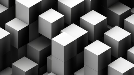 High contrast 3D cube pattern, black and white, suitable for technology-themed web design and digital art projects,