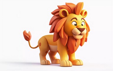 cute fantasy flat cartoon lion isolated on white 3d illustration