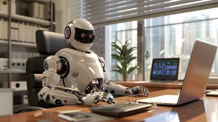 Robot at work office 