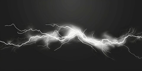 Artistic black and white lightning bolts - A dynamic and dramatic black and white artwork showcasing the raw power of lightning bolts across a dark sky - obrazy, fototapety, plakaty
