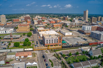 Fototapeta na wymiar Aerial View of the Waco, Texas Skyline during April
