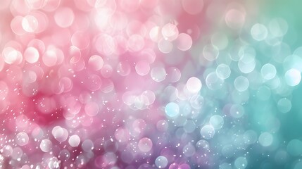 Obraz premium Soft bokeh background in coral pink, seafoam green, and pearl white pastel colors, creating a visually soothing effect.