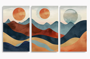 Abstract contemporary landscape posters - obrazy, fototapety, plakaty