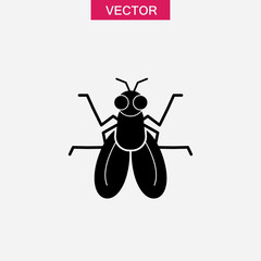 Fly insect flat icon, Fly pest symbol black flat illustration for web and app..eps