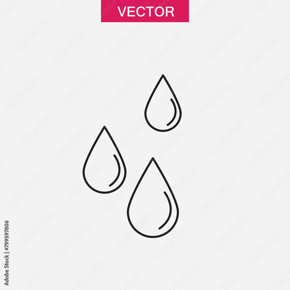 Poster water drop outline icon. rain drops vector simple liner illustration for web and app..eps