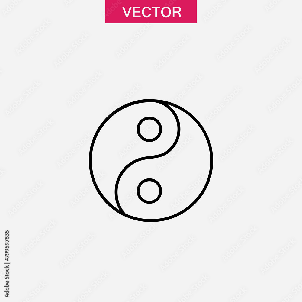 Poster yin and yang line icon, vector flat liner simple illustration for web and app..eps