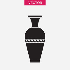 Antique vases black icon, vector flat Earthenware amphora icon on white background..eps