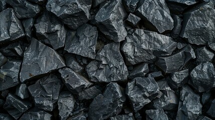 A rugged landscape of dark jagged coal chunks