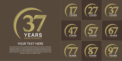 Set of Anniversary Logotype golden color can be use for special day celebration