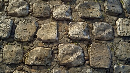 Ancient cobblestones interwoven with nature s touch