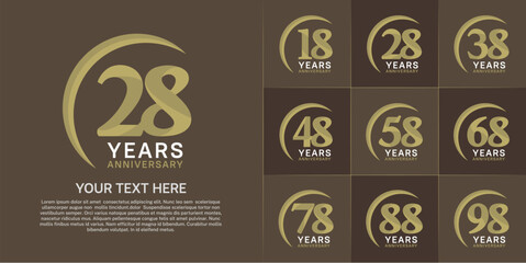 Set of Anniversary Logotype golden color can be use for special day celebration