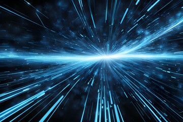 Obraz premium A blue and white image of a space with a bright light in the middle