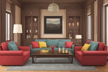 living room  sofa  illustration