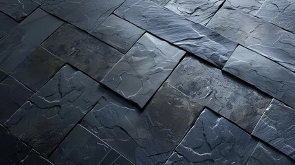 Fotobehang Elegant slate tiles showcasing texture and sheen © abangaboy