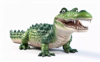 Fantasy flat cartoon crocodile isolated on white 3d illustration
