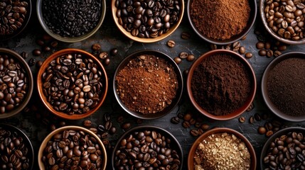 Aerial view of various coffee .Ai Generated