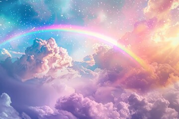 Pastel Dreams: A Sparkling Rainbow Across the Fantastic Sky